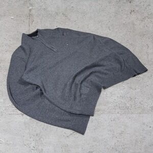 Mens vintage old money quarter‎ zip grey Tommy Hilfiger Lux cotton 1/4 zip